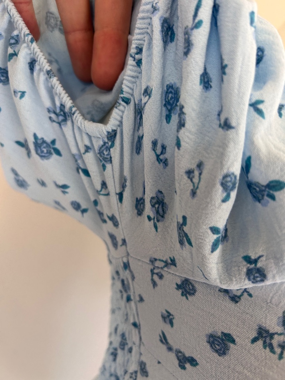 NO BOUNDARIES Y2K Babydoll Mini Dress Cottage Coquette Romantic Floral Blue Sz S - Picture 8 of 14
